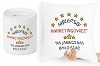 Dla Marketingowca Zestaw Poduszka + Skarbonka Z Nadrukiem Ze Zdjęciem