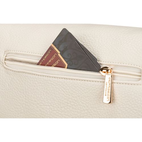 jasnobeżowa nerka damska ze skóry ekologicznej zamykana suwakiem - peterson na Arena.pl