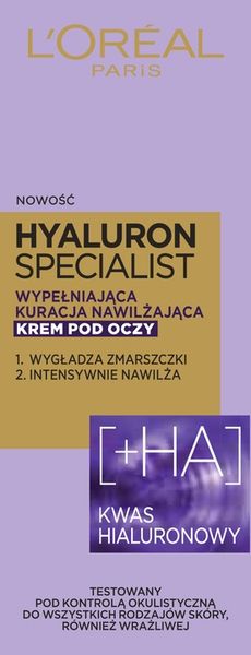 L'Oréal Paris Hyaluron Specialist Krem pod Oczy 15ml zdjęcie 3