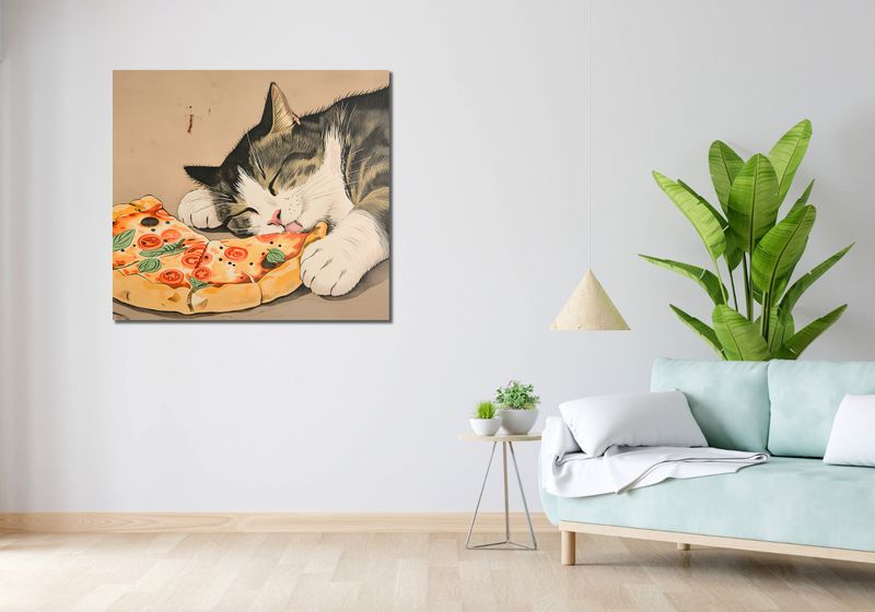 Obraz 100x90cm Pizza Dla Kota zdjęcie 2