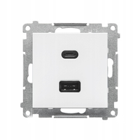 SIMON 55 ŁADOWARKA USB PODWÓJNA, TYP C+A, Quick Charge 3.1A , 18W BIAŁY MAT