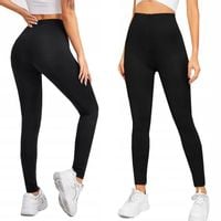 LEGGINSY włókno BAMBUSOWE DAMSKIE długie CZARNE getry leginsy M/L