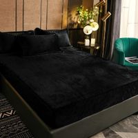 Prześcieradło z gumką 140x200 Mikrofibra Ciepłe Zimowe Pluszowe Czarne