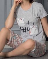 Damska piżama krótka bawełniana z krótkim rękawem na lato XL w myszki