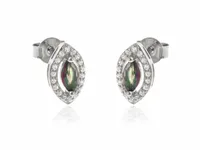 RODOWANE SREBRNE KOLCZYKI ŁEZKI KROPLE WKRĘTKI TOPAZ CYRKONIE