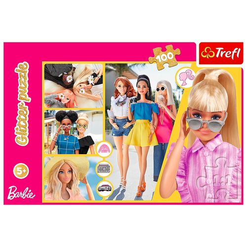 Puzzle 100 Elementów Glitter Brokatowa Barbie na Arena.pl