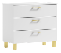 Komoda Nela 60 z 3 szufladami blat 16 biała/GOLD