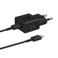 ładowarka sieciowa samsung gan 25w sfc z kablem usb-c czarna