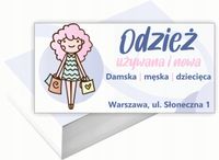 Wizytówki firmowe 100szt WIELE WZORÓW do wyboru ODZIEŻ UŻYWANA