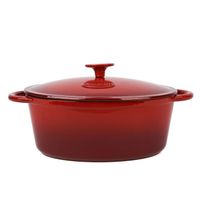 GĘSIARKA Z POKRYWKĄ OWALNA ŻELIWNA EMALIOWANA KONIGHOFFER CZERWONA 6,4 L