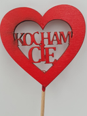 serce na piku drewnianym z napisem " kocham cię"  3szt.