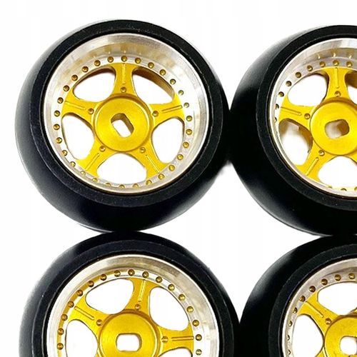 4 sztuki opon gumowych RC Twarde anodowane felgi kół do Wltoys K969 żółte na Arena.pl