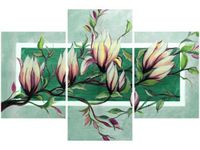 90X60CM OBRAZ SŁODYCZ MAGNOLII ZIELENI TRZY OBRAZY