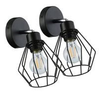 KINKIET ŚCIENNY LED DIAMENT E27 CZARNY STAL DREWNO RUCHOMY 2 SZT.