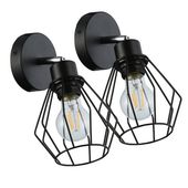 KINKIET ŚCIENNY LED DIAMENT E27 CZARNY STAL DREWNO RUCHOMY 2 SZT.