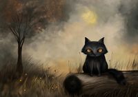 Plakat 29,7x21cm Czarny Kot