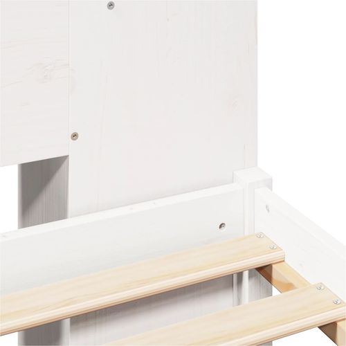 Łóżko z regałem, bez materaca, białe, 140x200 cm, sosnowe na Arena.pl