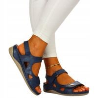 DAMSKIE SANDAŁY WYGODNE SKÓRA SZYTE NA RZEPY