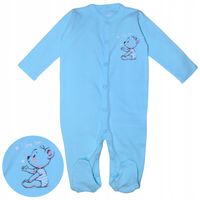 PAJAC NIEMOWLĘCY Rozpinany PAJACYK Bawełniany Zapinany Błękitny miś 74-80