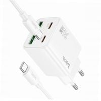 Biała ładowarka cztery porty USB-C 30W Hoco do iPhone 15 Pro