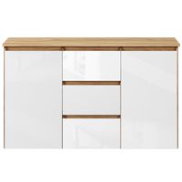 KOMODA MEGAN 120 DĄB ZŁOTY / BIAŁE FRONTY POŁYSK  do salonu sypialni