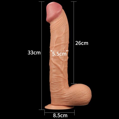 Lekko Zakrzywione Cieliste Dildo Z Przyssawką 33Cm na Arena.pl