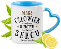 Dla Maksa Kubek Błękitny Z Uszkiem W Kształcie Serca Na Prezent Z Nadrukiem