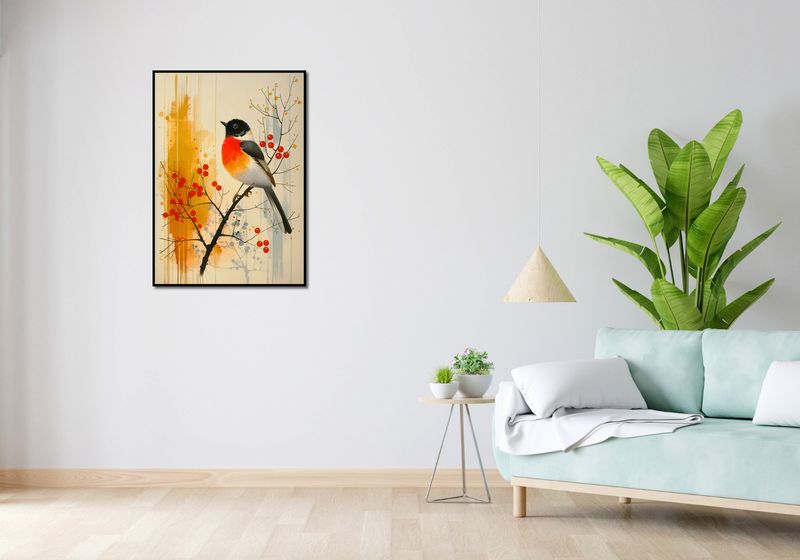 Plakat 64x90cm Jesienny Rudzik zdjęcie 4