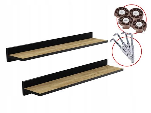 ZESTAW 2 X PÓŁKA ŚCIENNA 80 CM LOFT DĄB Z CZARNA LISTWĄ 80 CM DO na Arena.pl