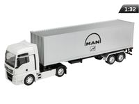 Model 1:32, MAN TGX, ciągnik biały -naczepa srebrna