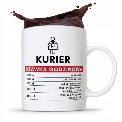 Kubek Prezent Dla Kuriera Stawka Godzinowa Prezent Z Nadrukiem Ze Zdjęciem na Arena.pl