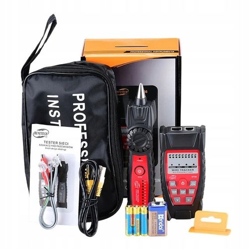 SZUKACZ PAR PRZEWODÓW TESTER KABLI SIECIOWYCH SONDA RJ45 RJ11 LCD + BATERIE na Arena.pl