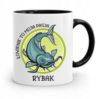 Kubek Czarny Dla Wędkarza Łowienie To Moja Pasja Z Nadrukiem Ze Zdjęciem