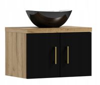 Szafka łazienkowa wisząca MARKUS 50 czarny/dąb  z umywalką Eliza C (W5)