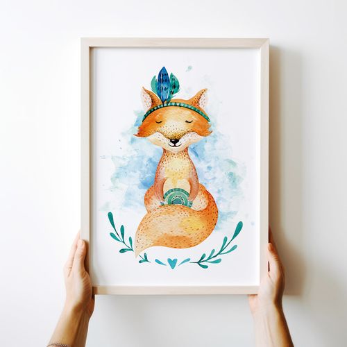 Plakat lisek lis akwarela 40x50 cm na Arena.pl