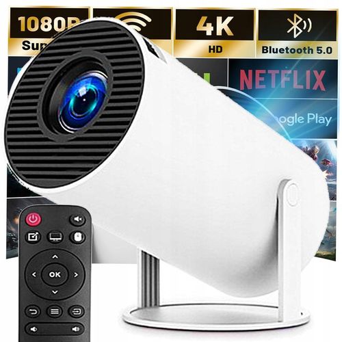 PROJEKTOR RZUTNIK ANDROID TV WIFI FULL HD PRZENOŚNY SMART GŁOŚNIK OBROTOWY na Arena.pl