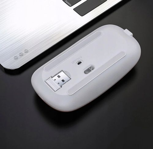 MYSZKA BEZPRZEWODOWA CICHA MYSZ OPTYCZNA DO LAPTOPA PODŚWIETLANA BIAŁA LED na Arena.pl