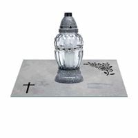 SZKLANA PODSTAWKA POD ZNICZE Z DEDYKACJĄ 30x20cm 497a