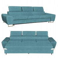 Sofa kanapa 3 os rozkładana z f. spania Bosso Family meble błękitny welur