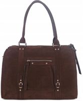 Flora&Co torebka kuferek zamsz CZEKOLADOWA elegancka CASUAL
