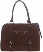 Flora&Co torebka kuferek zamsz CZEKOLADOWA elegancka CASUAL