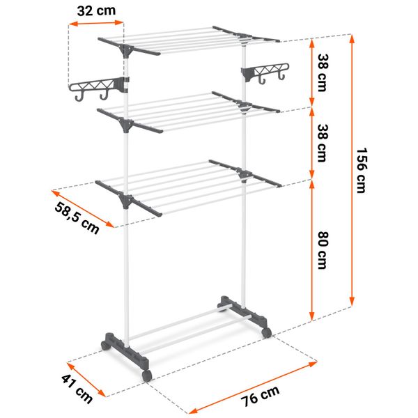 Suszarka na pranie stojąca rozkładana Delia biała 15 m.b. zdjęcie 5