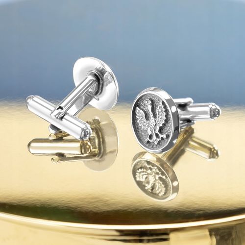 SREBRNE SPINKI DO MANKIETÓW MĘSKIE ORZEŁ GODŁO SREBRO PR. 925 DLA MĘŻCZYZNY na Arena.pl