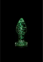 ouch! glow in the dark szklany korek intymny świecący średni zielony