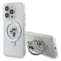 ETUI OCHRONNE KARL LAGERFELD RING STAND MAGSAFE DO IPHONE 14 PRO BIAŁY