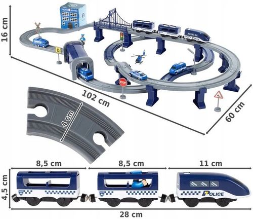 KOLEJKA ELEKTRYCZNA TORY POJAZDY MOSTY DOMKI POCIĄG WAGONY 92 elementów na Arena.pl