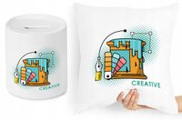 Dla Grafika Zestaw Poduszka + Skarbonka Prezent Z Nadrukiem Ze Zdjęciem