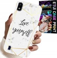 ETUI DO SAMSUNG A10 - BIAŁY MARMUREK W ZŁOTE RAMKI LOVE YOU