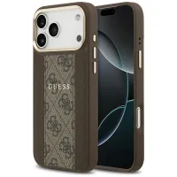 etui guess 4g stripe magsafe na iphone 17 pro max - brązowe