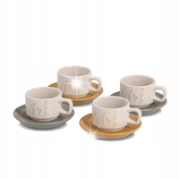 ZESTAW DO ESPRESSO Z CERAMIKI 4 FILIŻANKI I SPODKI POJEMNOŚĆ 70 ML